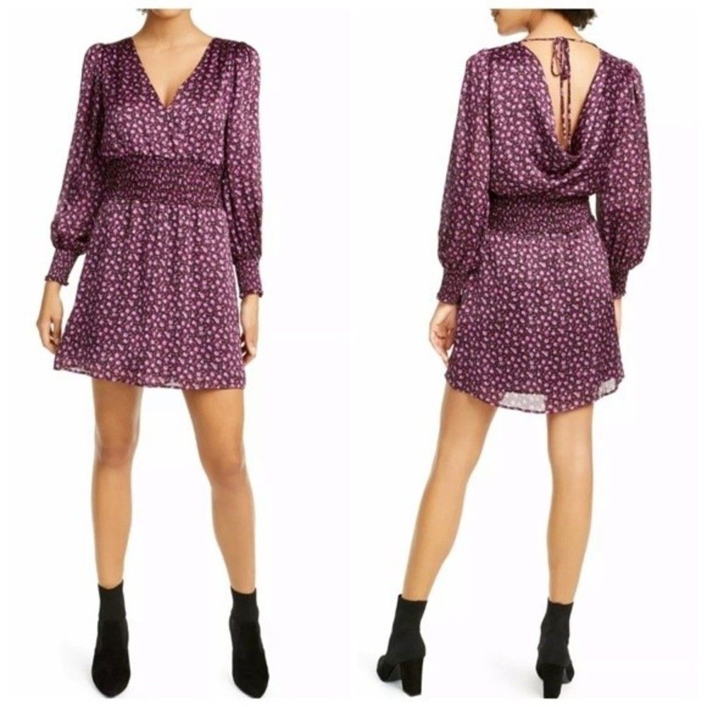 NEW Leyden Smocked Waist Rose Print Cowl Back Dress XL